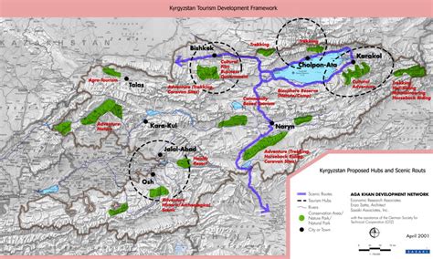 Map of Kyrgyzstan :: Kyrgyzstan proposed tourism hubs & scenic routes. Kyrgyzstan map