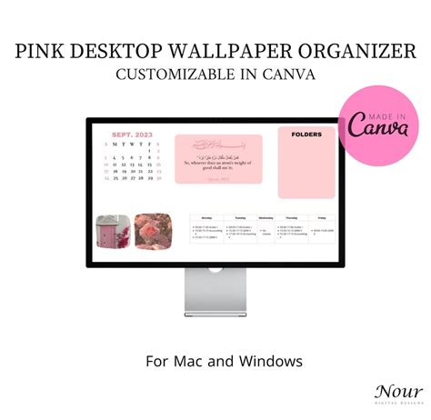 Pink Desktop Organizer Wallpaper Aesthetic Desktop - Etsy