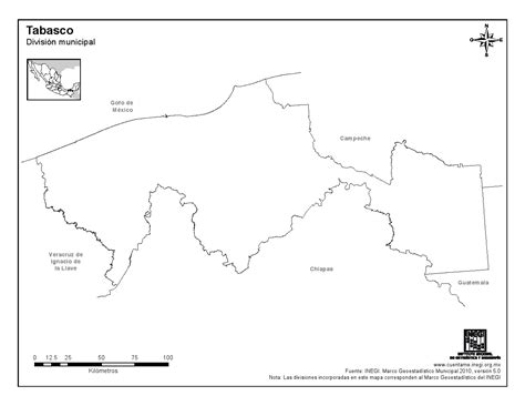 Mapa Para Imprimir De Tabasco Mapa Mudo De Tabasco Inegi De M Xico