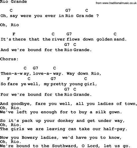 Top 1000 Folk And Old Time Songs Collection Rio Grande Lyrics With