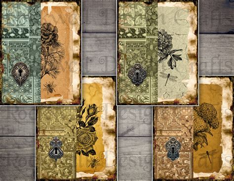 Grungy Slimline Journal Kit Digital Papers Junk Journal Printables Tall Skinny Tall Slim