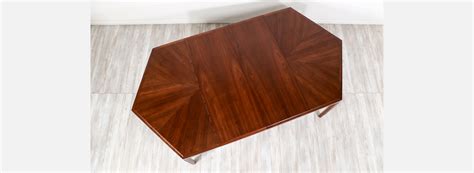 Mid Century Modern Expanding Hexagonal Walnut Dining Table Danish