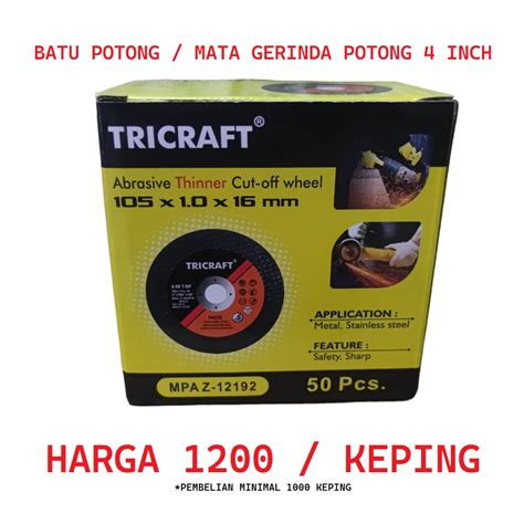 Jual Tricraft Batu Gerinda 4 Mata Gerinda Potong Besi Stainless