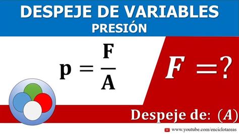 DESPEJE DE VARIABLES Fórmula de presión Fuerza YouTube