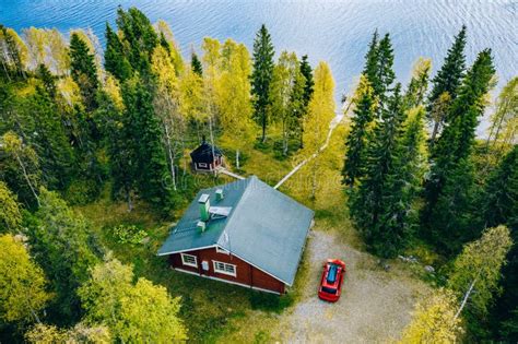 Cottage by the Lake in Rural Finland Stock Photo - Image of blue ...