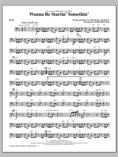 Wanna Be Startin Something Bass By Mark Brymer Sheet Music For Choir