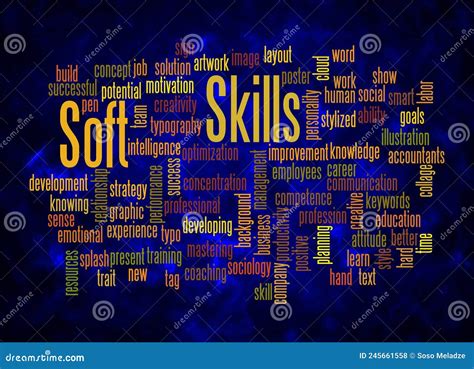 Word Cloud With SOFT SKILLS Concept Create With Text Only Stock