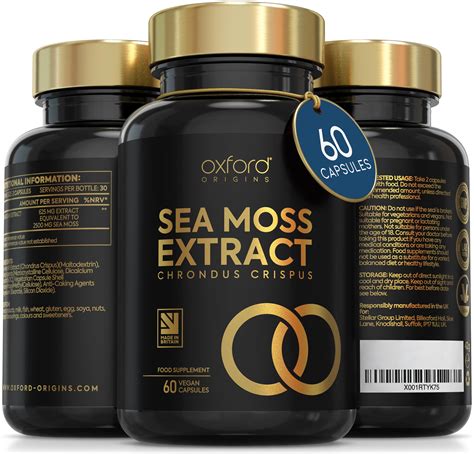 Advanced Sea Moss Capsules High Strength 4 1 Sea Moss Extract 60 Vegan Capsules Oxford Origins