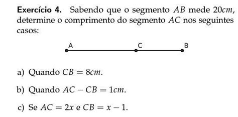 Sabendo Que O Segmento AB Mede 20 Cm Determine O Comprimento Do