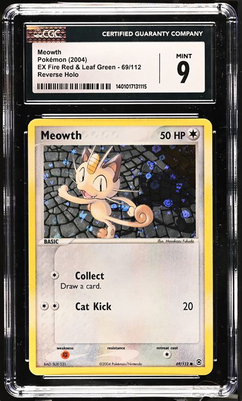 Cgc Mint Meowth Ex Fire Red Leaf Green Reverse Holo Pokemon