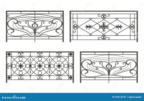 Set Of Silhouettes Of Iron Fences Royalty Free Stock Photos Image