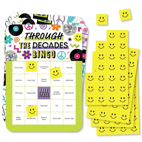 Big Dot Of Happiness Through The Decades Bingo Cards And Markers