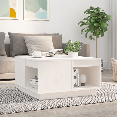 Dioche Table Basse Blanc X X Cm Bois Massif De Pin Yw Tech