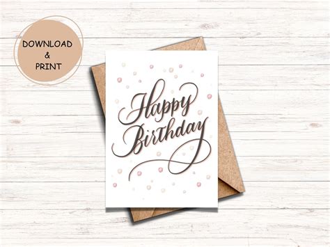 Birthday Card Calligraphy Card Printable Birthday Card Happy