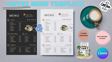 Coffee Shop Menu Template Instant Download Editable - Etsy