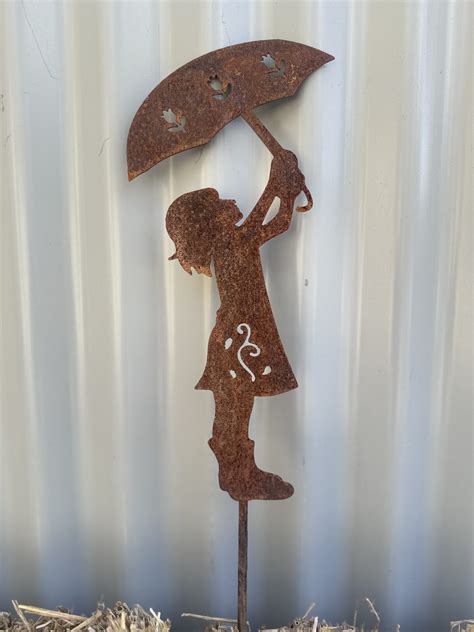 Garden Stake - Girl with Umbrella | Rock DeSigns
