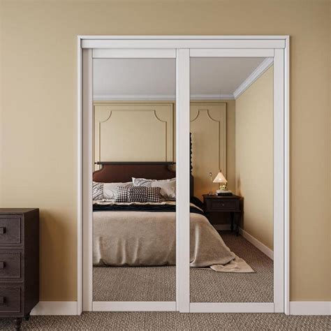 Ark Design 60 In X 80 In Solid Core 1 Lite Mirror White Primed Mdf Interior Closet Sliding