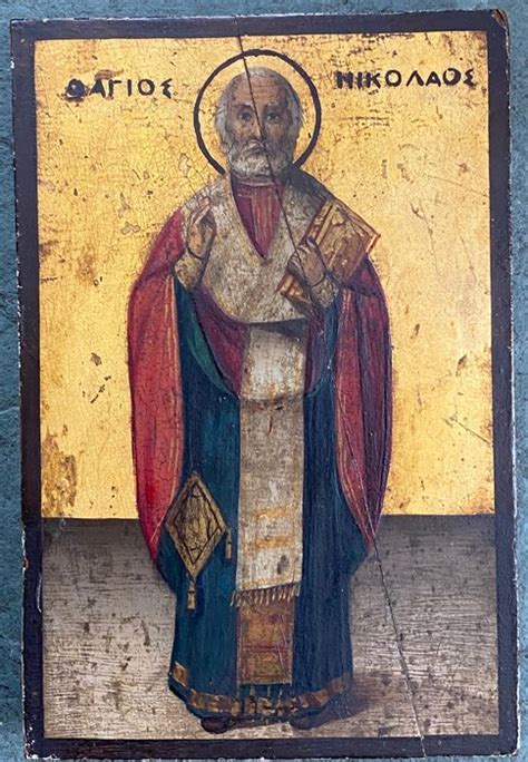 Icon St Nicholas Wood Late Th Century Catawiki