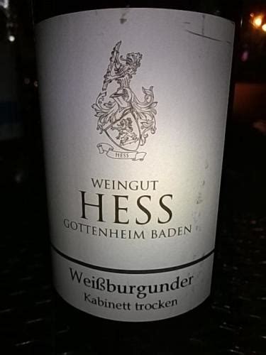 Weingut Hess Weissburgunder Kabinett Trocken Vivino Us