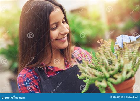 Pretty Young Horticulturalist Stock Photo - Image of happy, commercial: 58665934