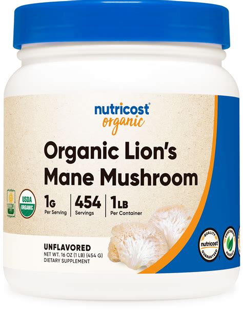 Nutricost Organic Lion S Mane Mushroom Powder 1 Lb Supplement 454