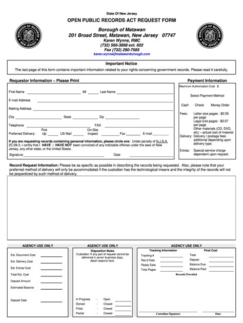 Open Public Records Act Request Fill Online Printable Fillable