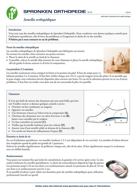 Porter les semelles orthopédiques Les semelles Spronken