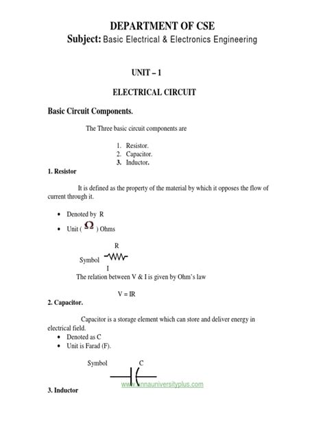 Lecture Notes Basic Electrical And Electronics Engineering Notespdf