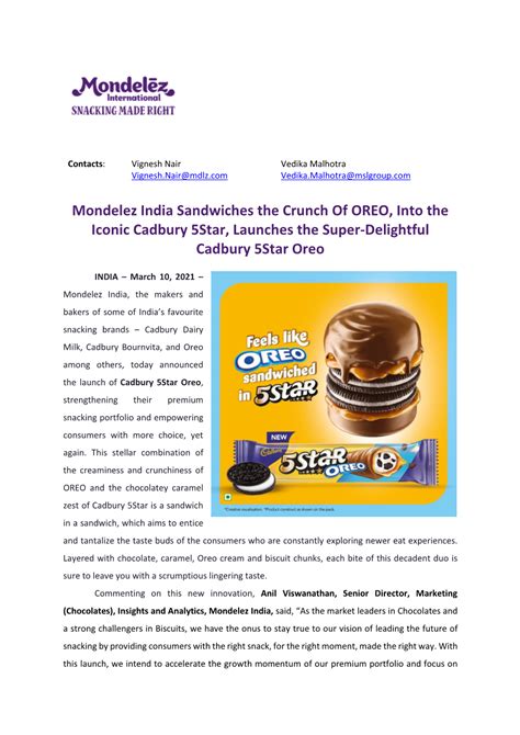 Mondelez India Sandwiches The Crunch Of Oreo Into The Iconic Cadbury