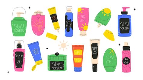 Premium Vector Set Of Spf Bottles Tubes Sunscreen Protection And Sun