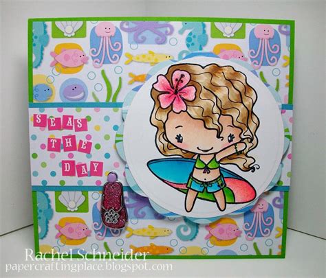 Surfer Anya The Greeting Farm Cling Mount Rubber Stamp Stamping Craft