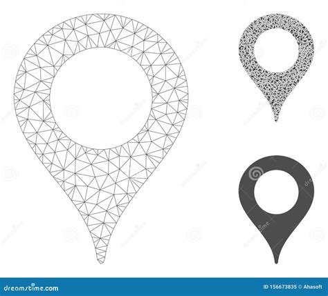 Karte Marker Vector Mesh Network Model Und Dreieck Mosaik Icon Vektor