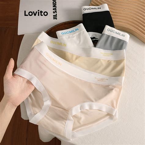 Lovito Casual Calcinha Feminina Lisa Colorblock LNA41015 Shopee Brasil