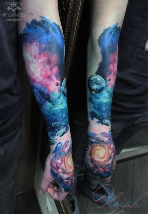 Colorful Galaxy Tattoo For Women