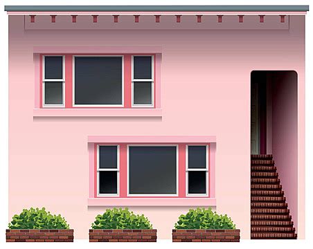 A Big Pink House Green Basic Rooftop Vector Green Basic Rooftop PNG