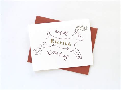 Happy Bucking Birthday Letterpress Birthday Greeting Card Etsy