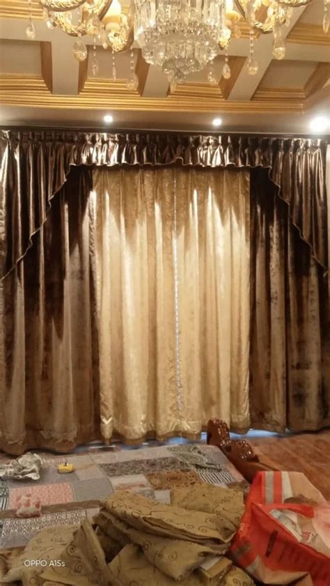 White And Brown Designer Cotton Window Curtain Loop Plain At Rs