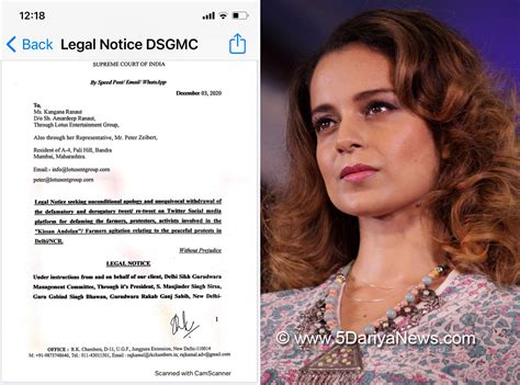 Legal Notice To Kangana Ranaut Sikh Body Demands Apology Over Derogatory Tweets