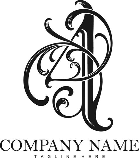 Glamorous Number 4 Vintage Monogram Logo Silhouette Vector