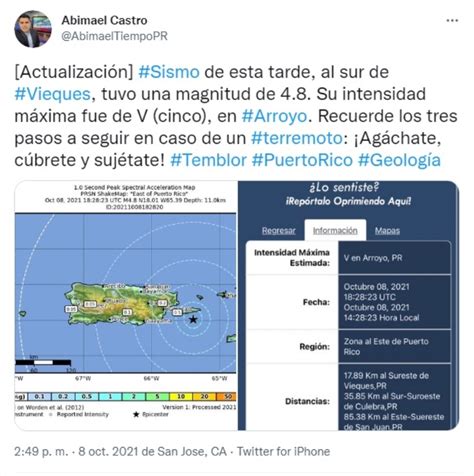 Sismo Puerto Rico Fuerte Temblor De 4 9 Sacudió A Los Boricuos