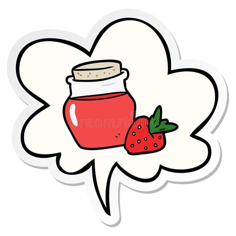 Strawberry Jam Jar Preserve Cute Cartoon Sticker Label Stick Stock