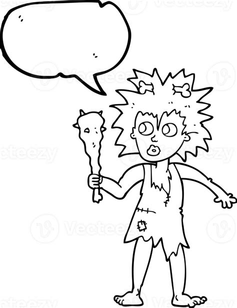 Hand Drawn Speech Bubble Cartoon Cave Woman 45004668 Png