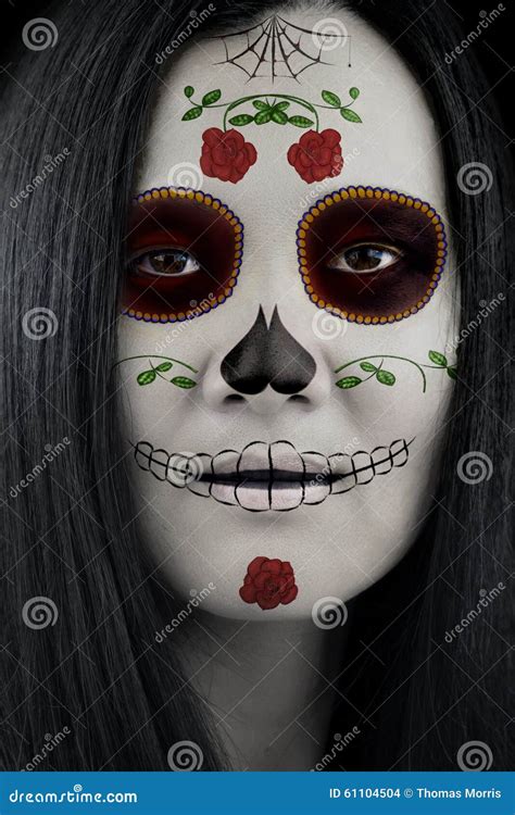 Dia De Los Muertos Catrina Sugar Skull Makeup Stock Photo Image Of