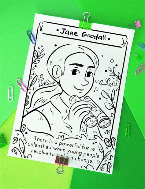 Jane Goodall Coloring Page Women In Science Coloring Sheet Dian Fossey