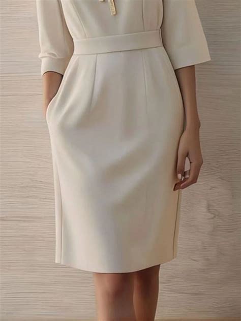 Elegant Plain Boat Neck Regular Fit Dress Stylewe