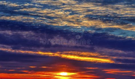 Sunset with Colorful Clouds in the Sky Stock Image - Image of beauty ...