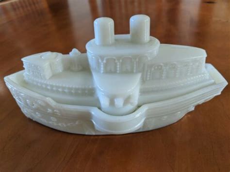 Antique Flaccus Milk Glass Battleship Boat Maine Mustard Dish Antique Price Guide Details Page