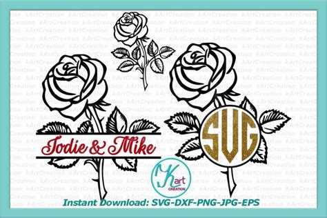 Flower Rose Split Circle Monogram Svg Dxf Ready For Cut File