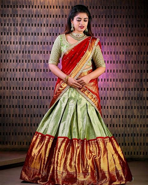 Pin By Almeenaprabhu On Half Saree Lehenga And Long Gown Half Saree