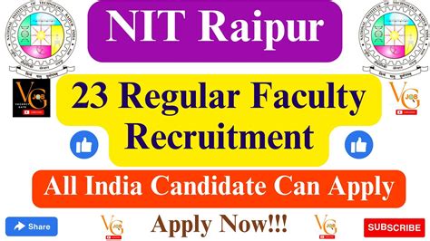 REGULAR PROFESSOR POSITION IN NIT RAIPUR RECRUITING PROFESSORS POST